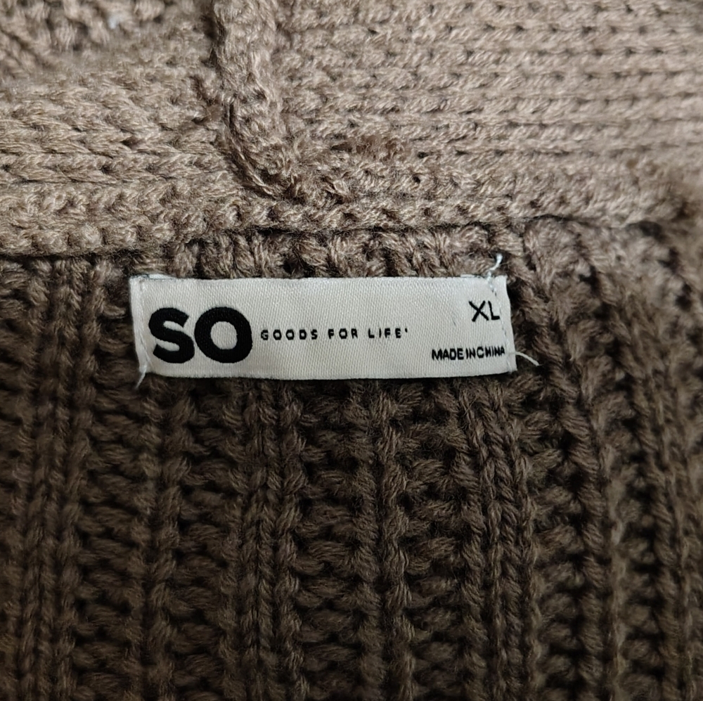 SO Goods For Life Cable Knit Cropped Button-Front Brown XL Sonoma - Picture 7 of 7